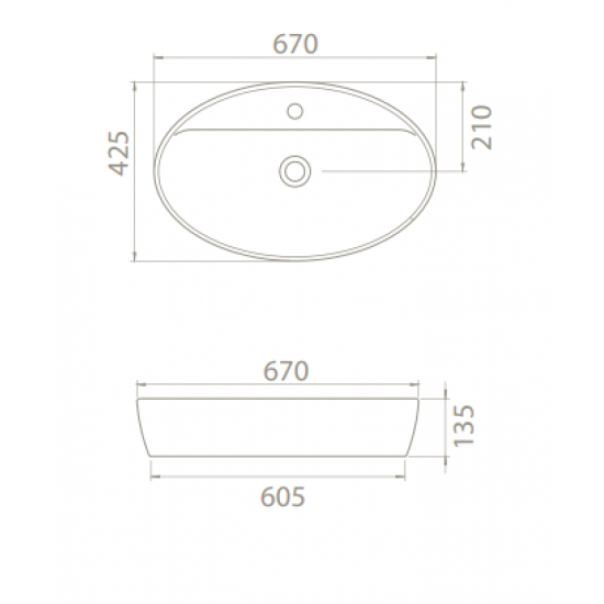 Επικαθήμενος Νιπτήρας Πορσελάνης 67x42cm Cerastyle One 076500-u Λευκό Επικαθήμενος Νιπτήρας Πορσελάνης 67x42cm Cerastyle One 076500-u Λευκό